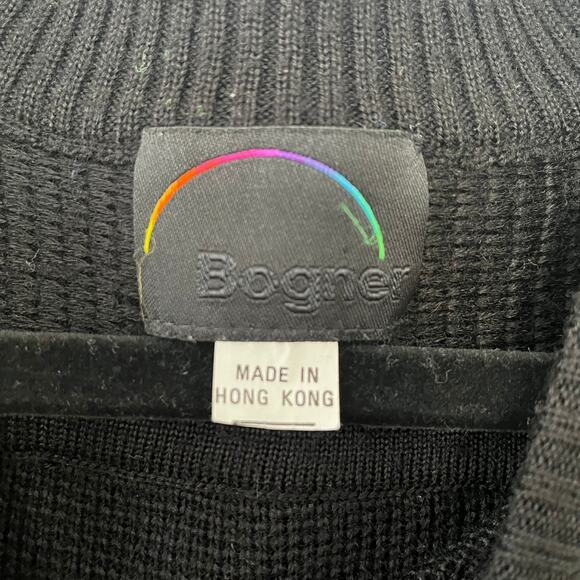 Bogner Vintage Hong Kong Wool Acrylic Sweater in Black Size L 90s Luxury Ski - Picture 9 of 10